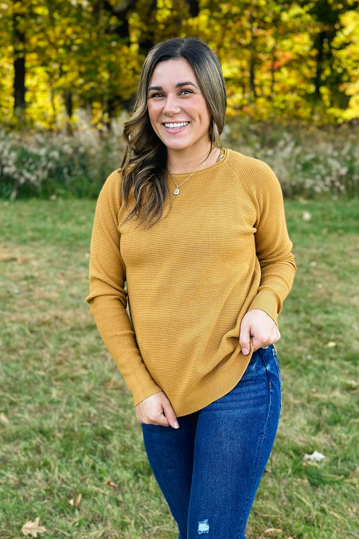 Mustard Waffle Sweater