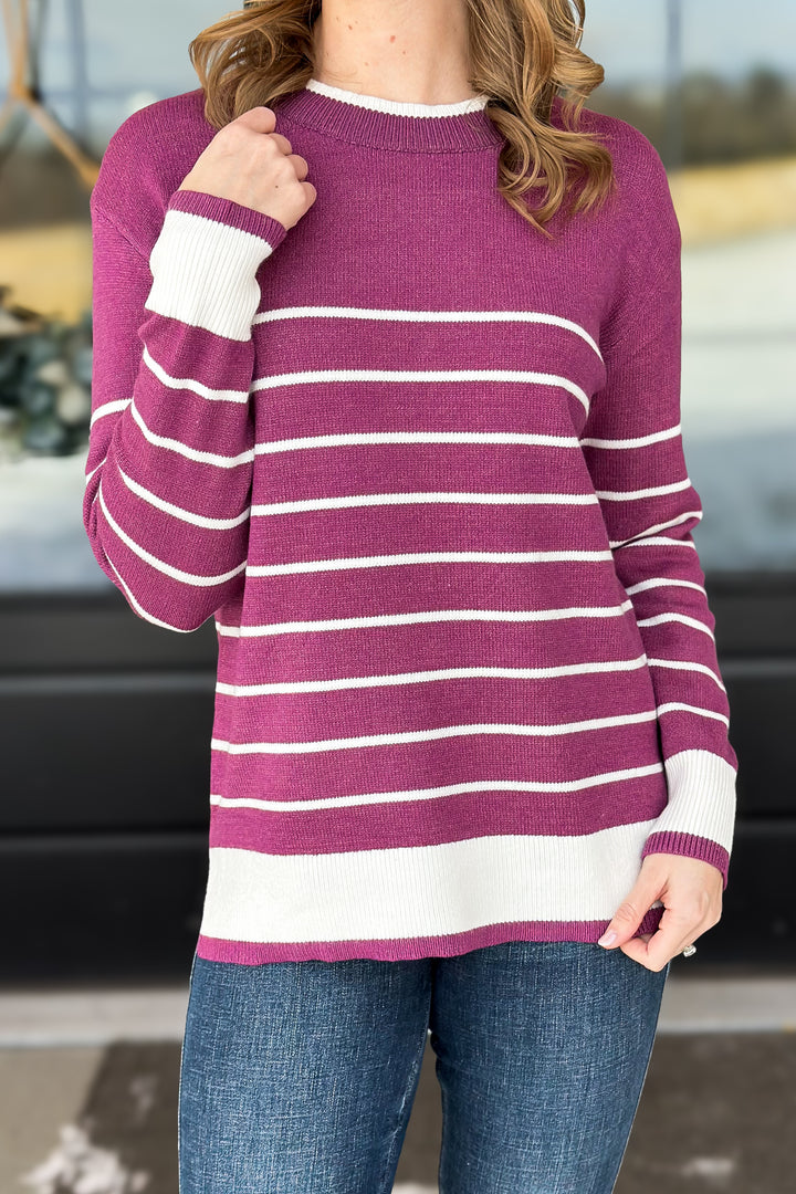 Magenta Striped Sweater