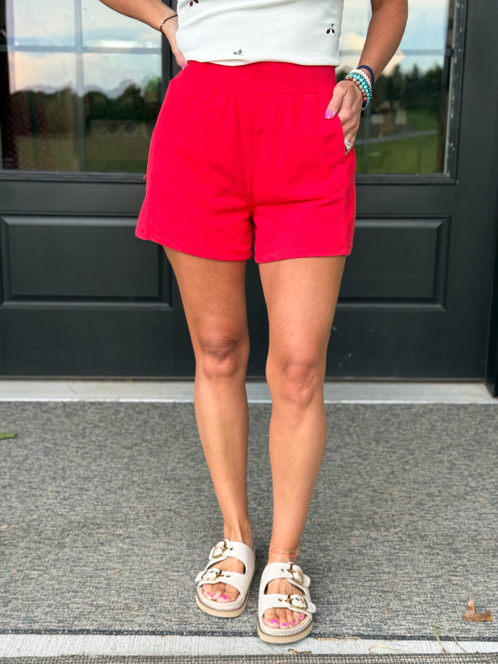 Red Terry Lounge Shorts