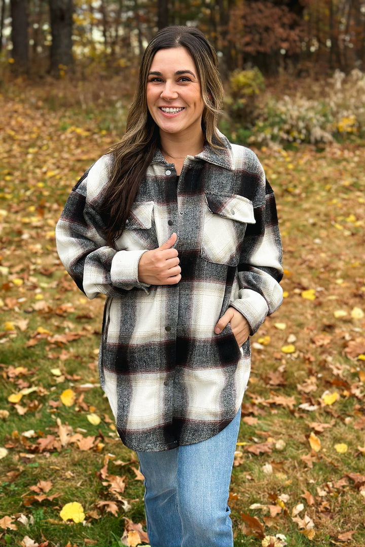 Charcoal Plaid Oversized Shacket