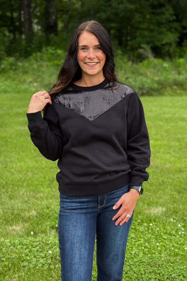 Split Sequin Sweatshirt