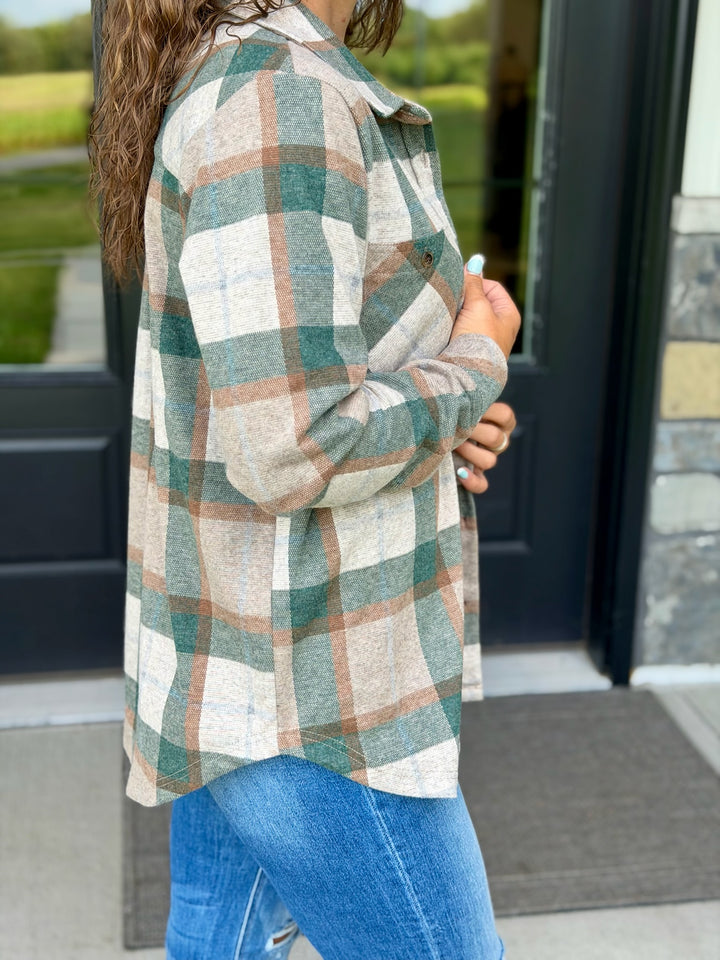 Green Plaid Button-Up