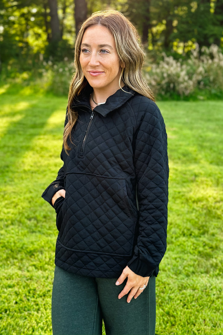 Black Quilted Half-Zip