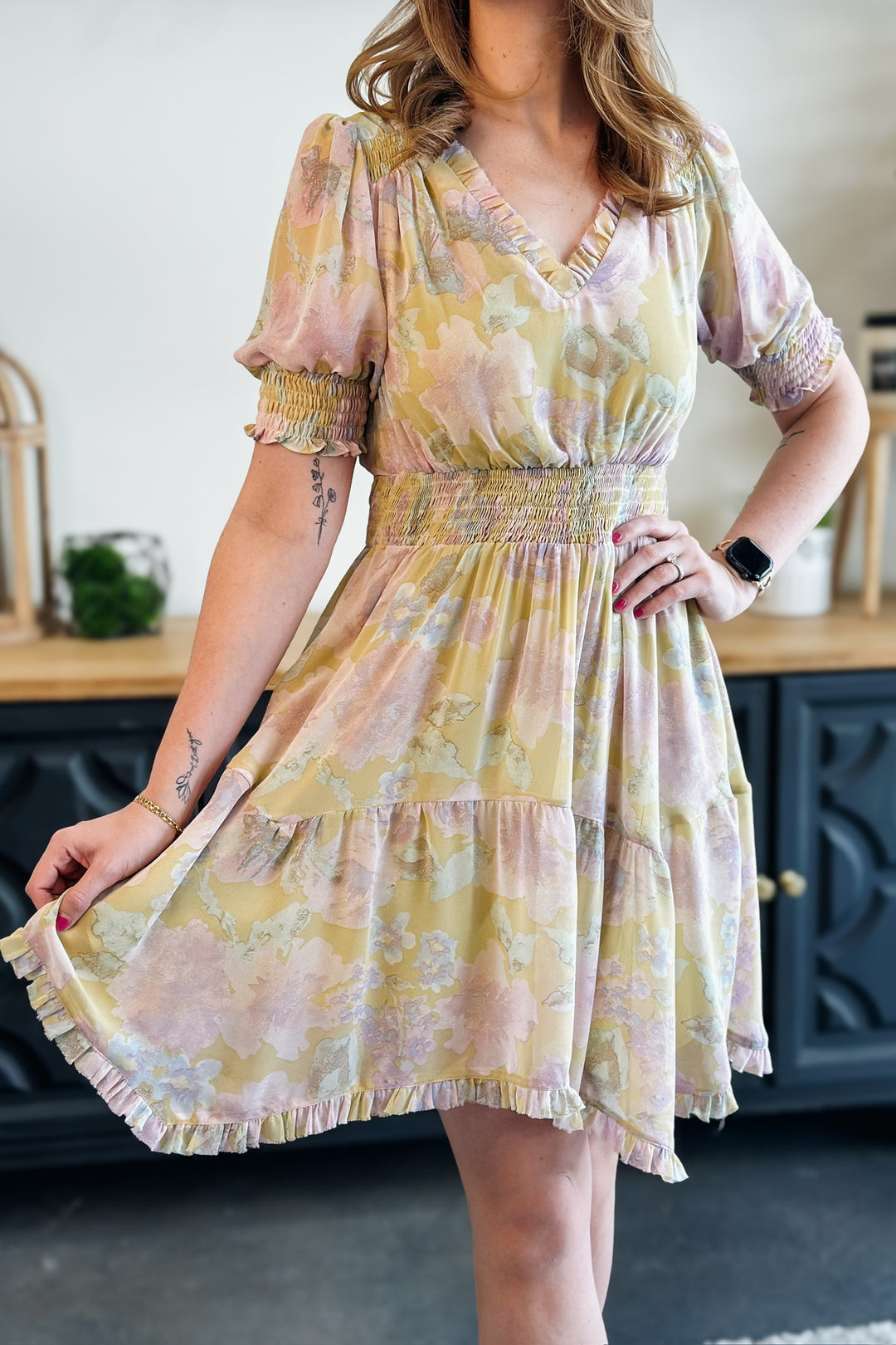 Spring Floral Smock Dress