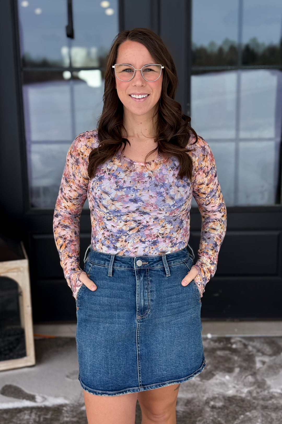 Floral Mesh Long Sleeve