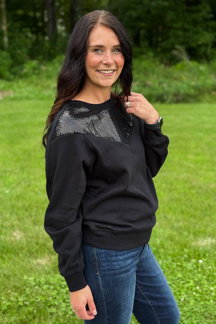 Split Sequin Sweatshirt