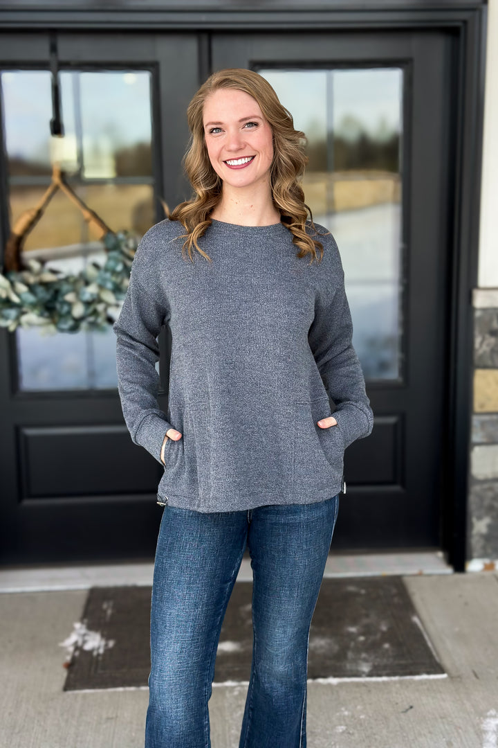 Grey Knit Crew Sweater