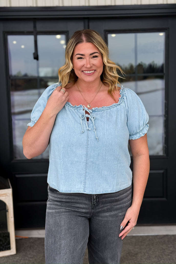 Chambray Puff Sleeve