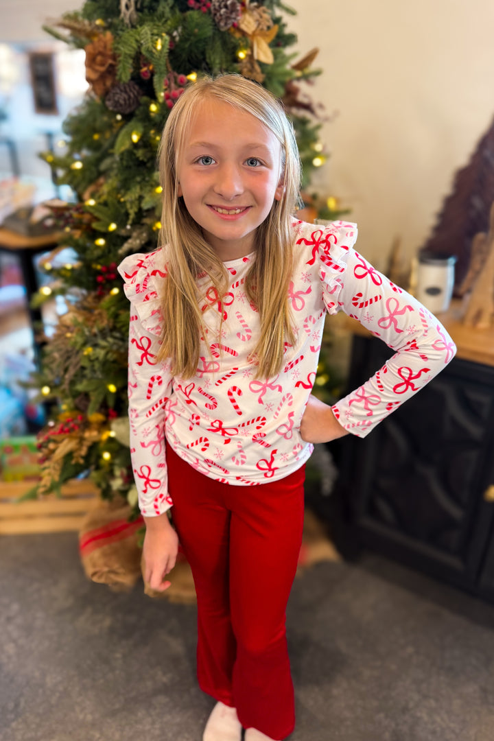Candy Cane Ruffle Top