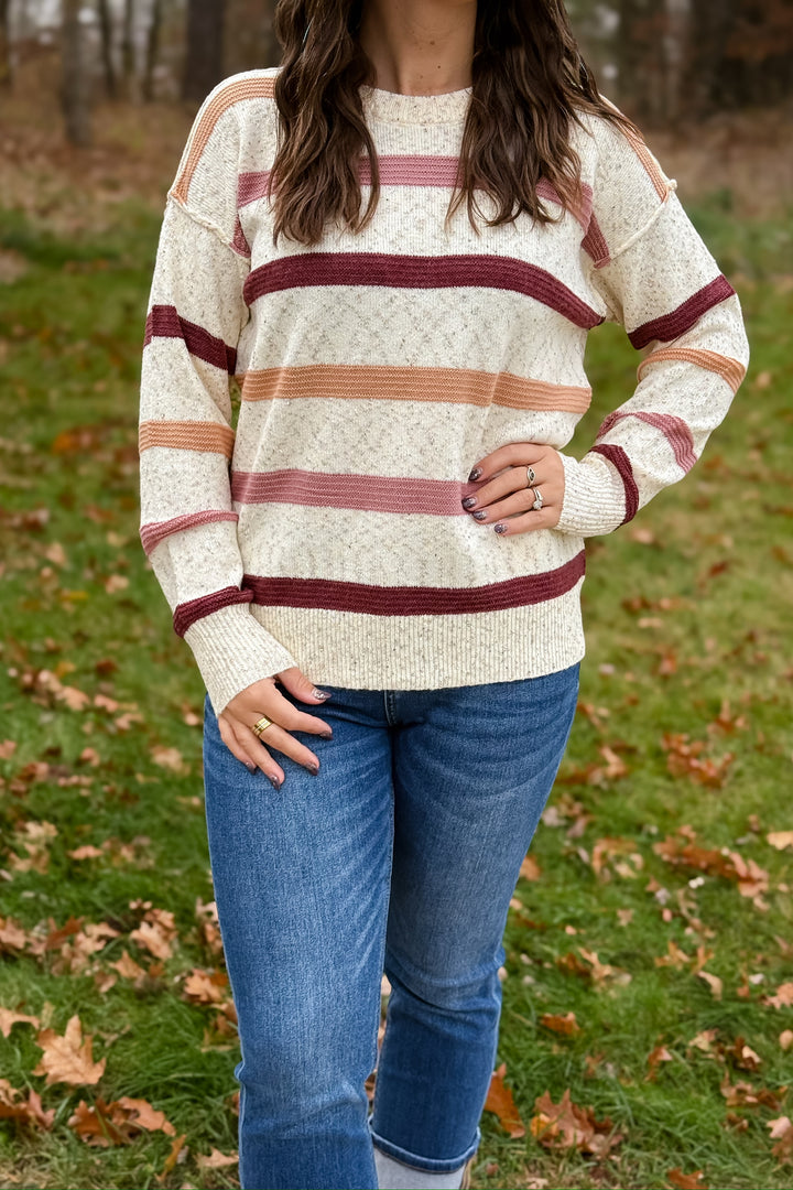 Oatmeal Multi Stripe Sweater