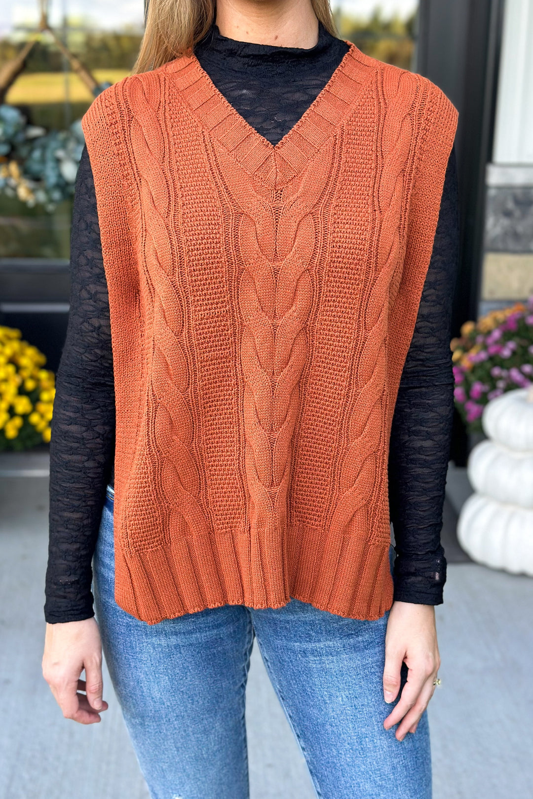 Camel V-Neck Sweater Vest