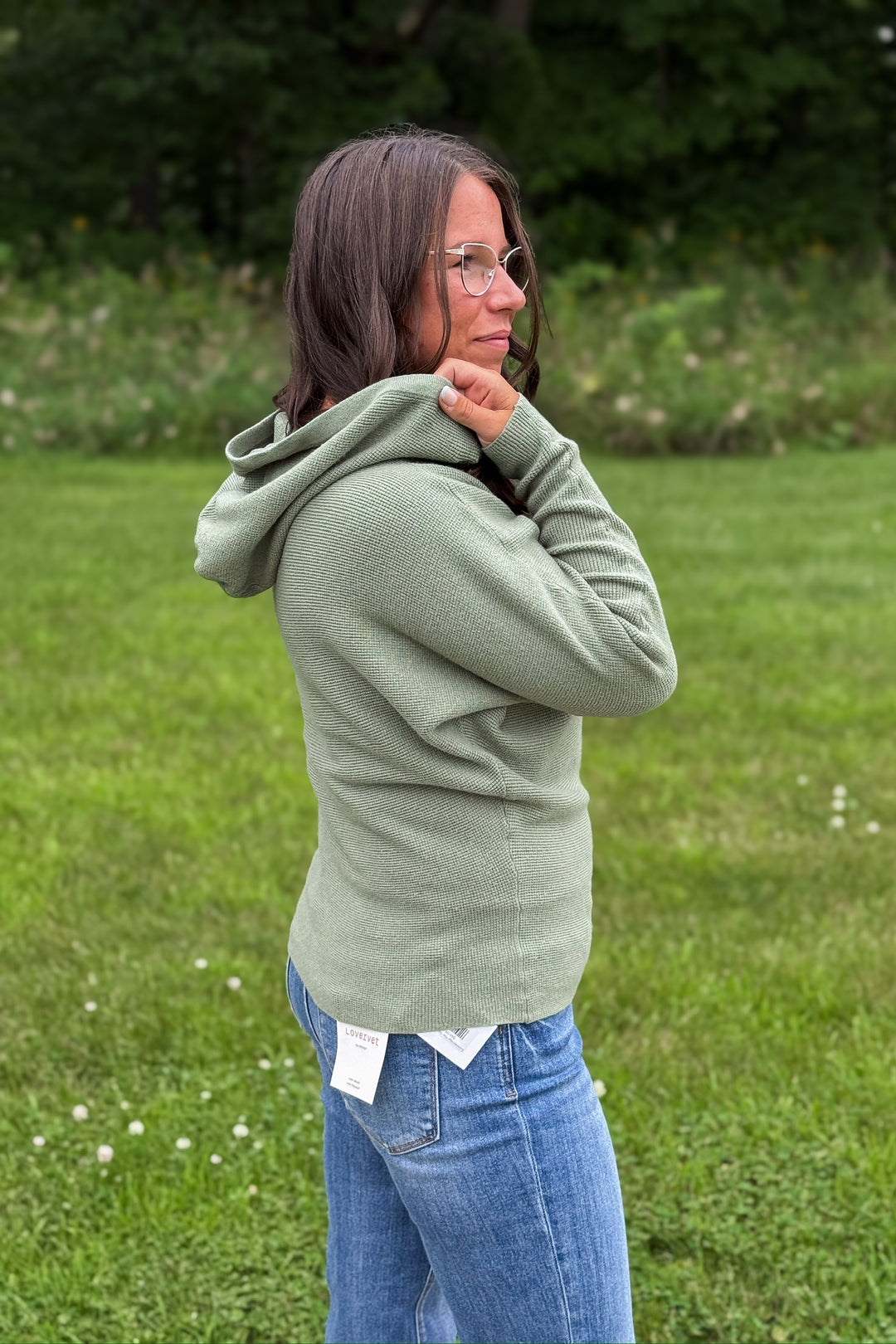 Dolman Waffle Sweater- Sage
