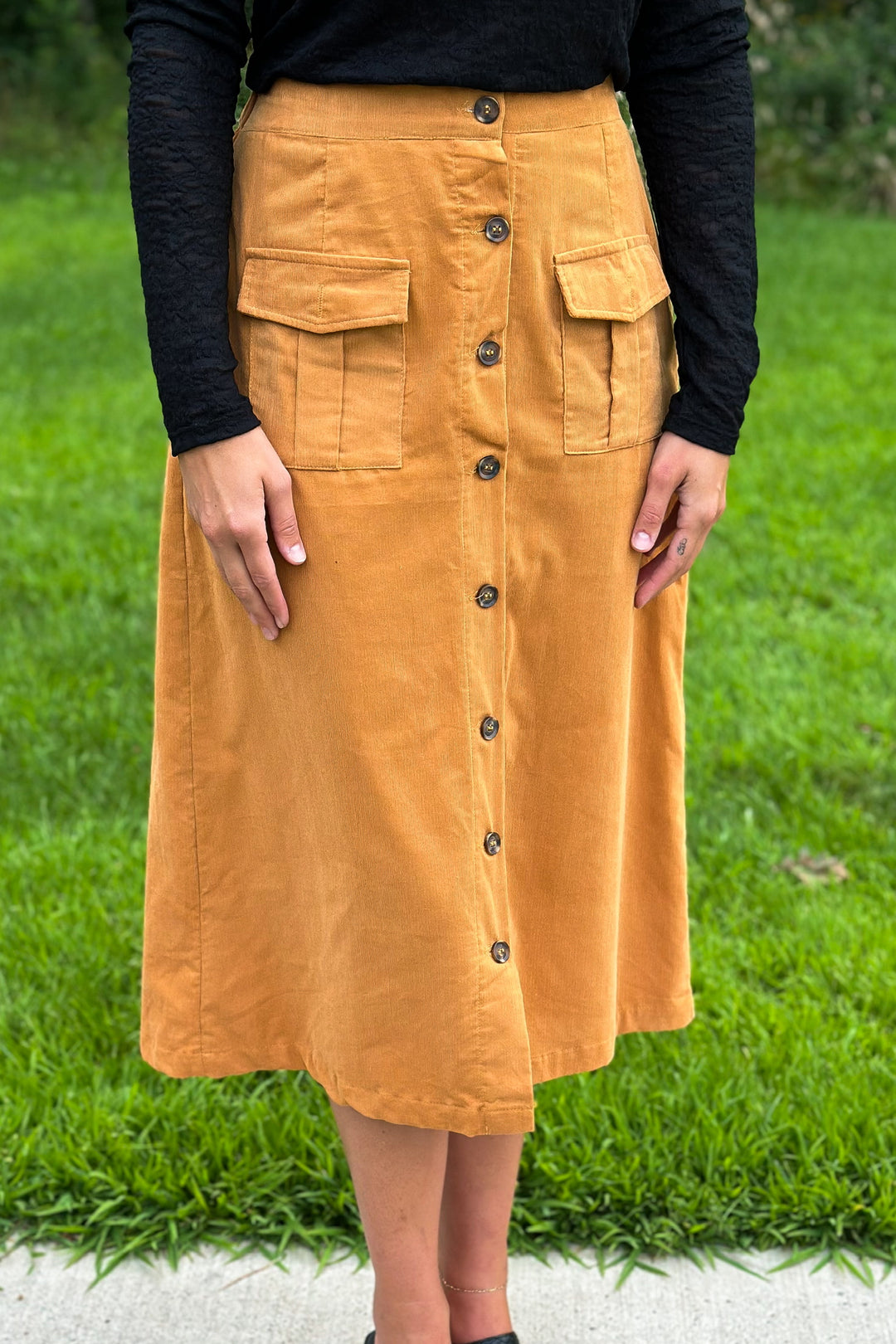 Camel Corduroy Skirt