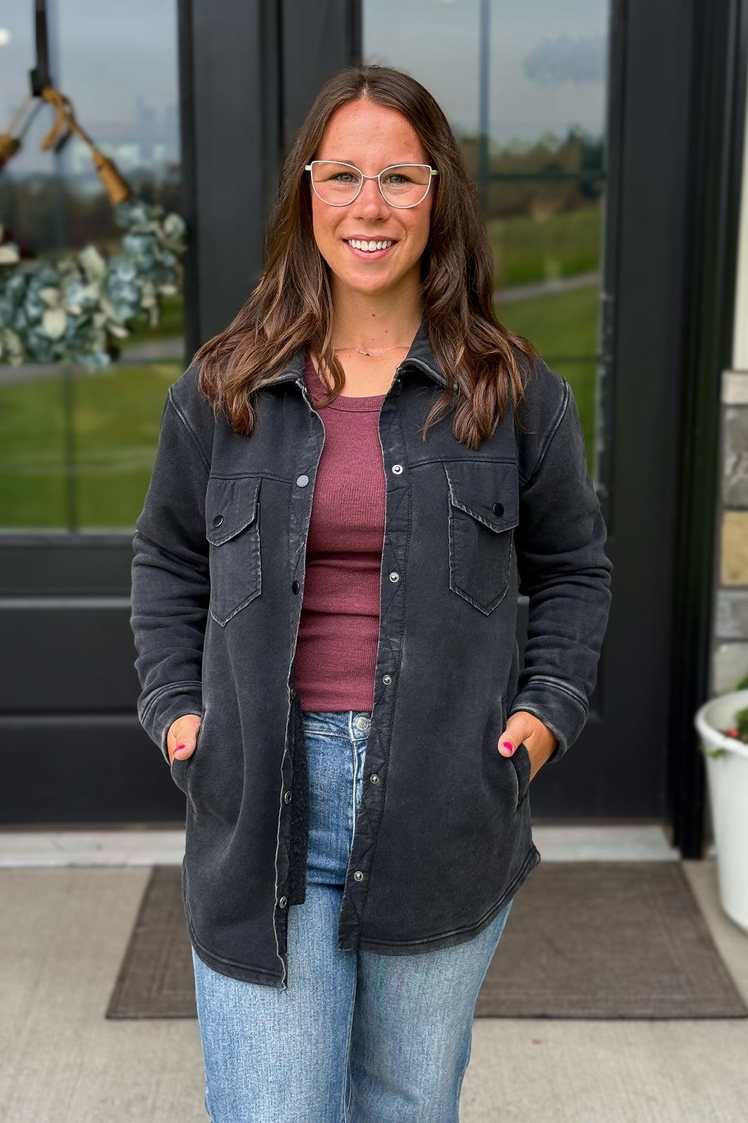 Black Button Shacket