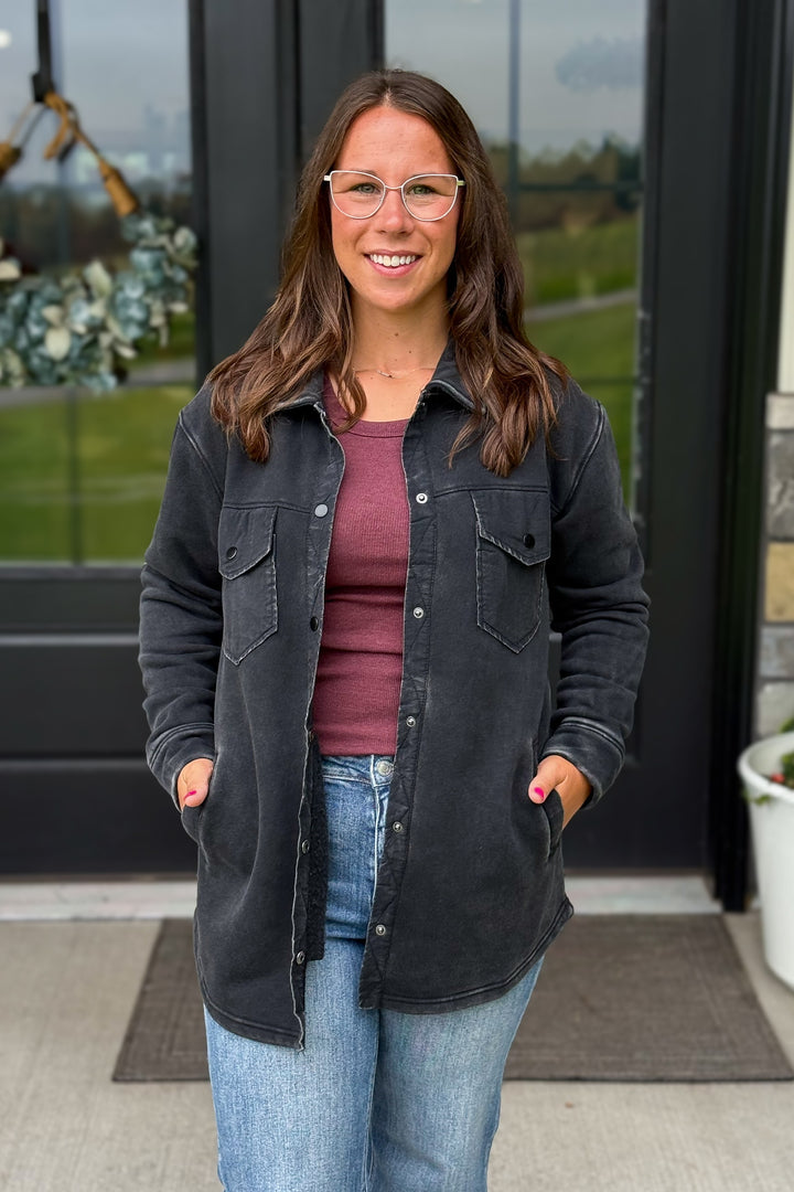 Black Button Shacket