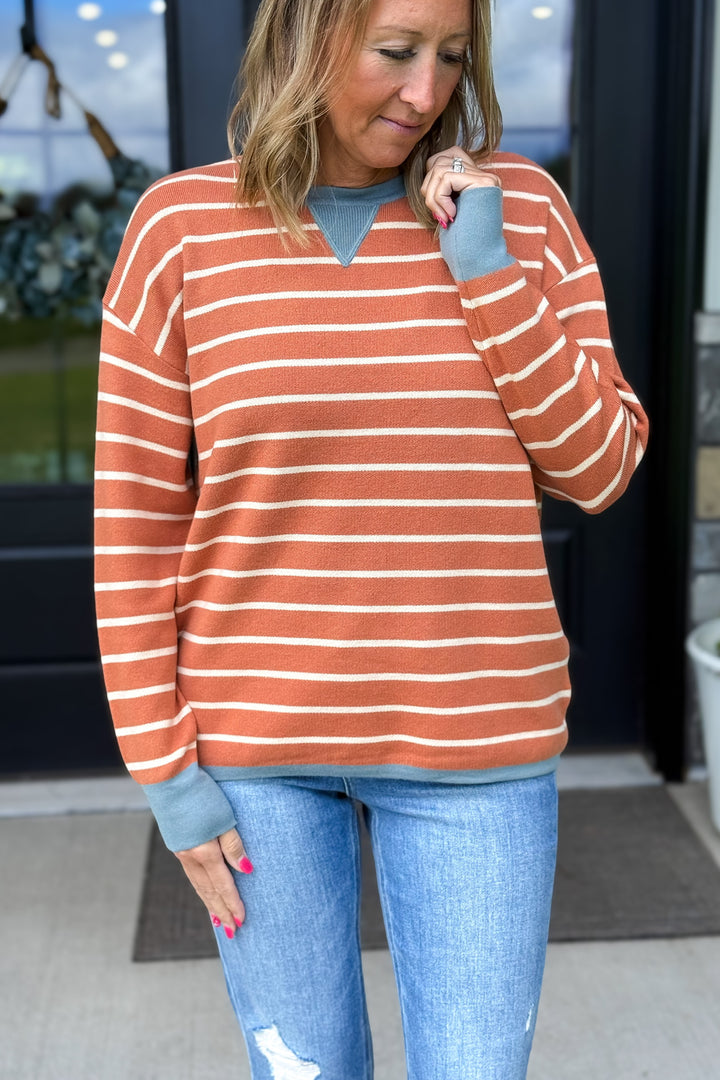 Terracotta Stripe Pullover