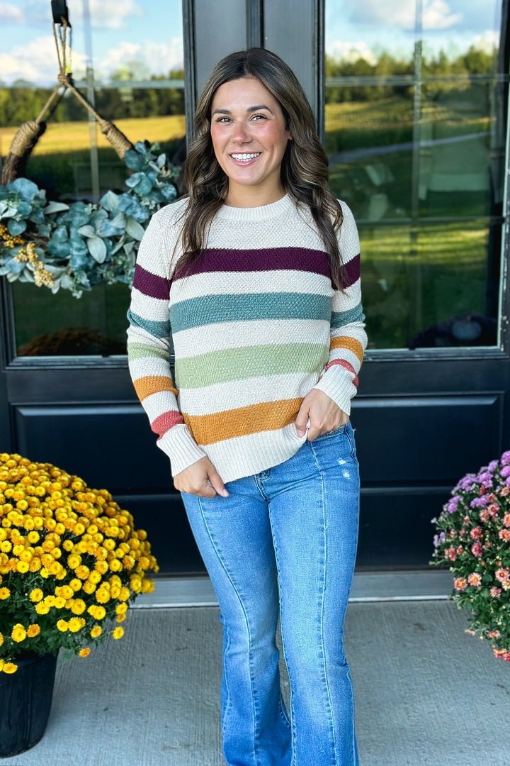 Taupe Striped Sweater