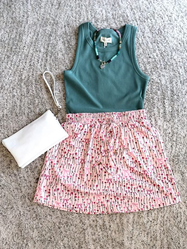 Pink Floral Bow Skort