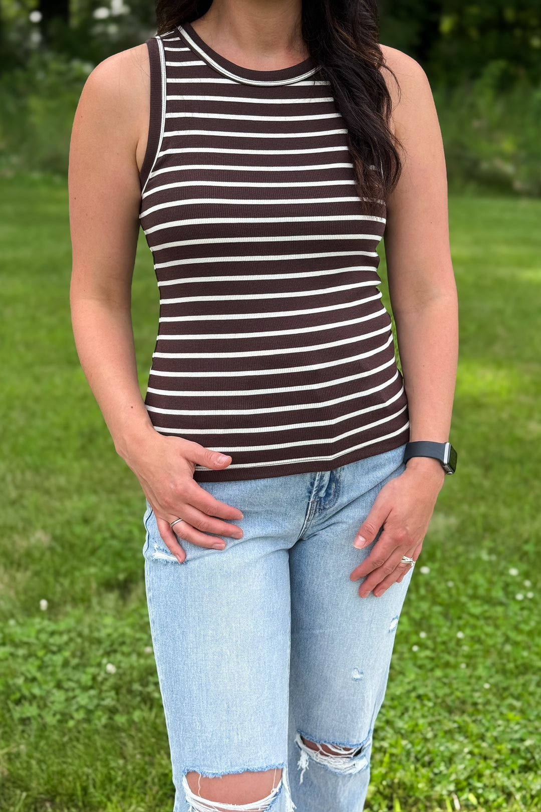 Edlin Tank- Coffee Stripe