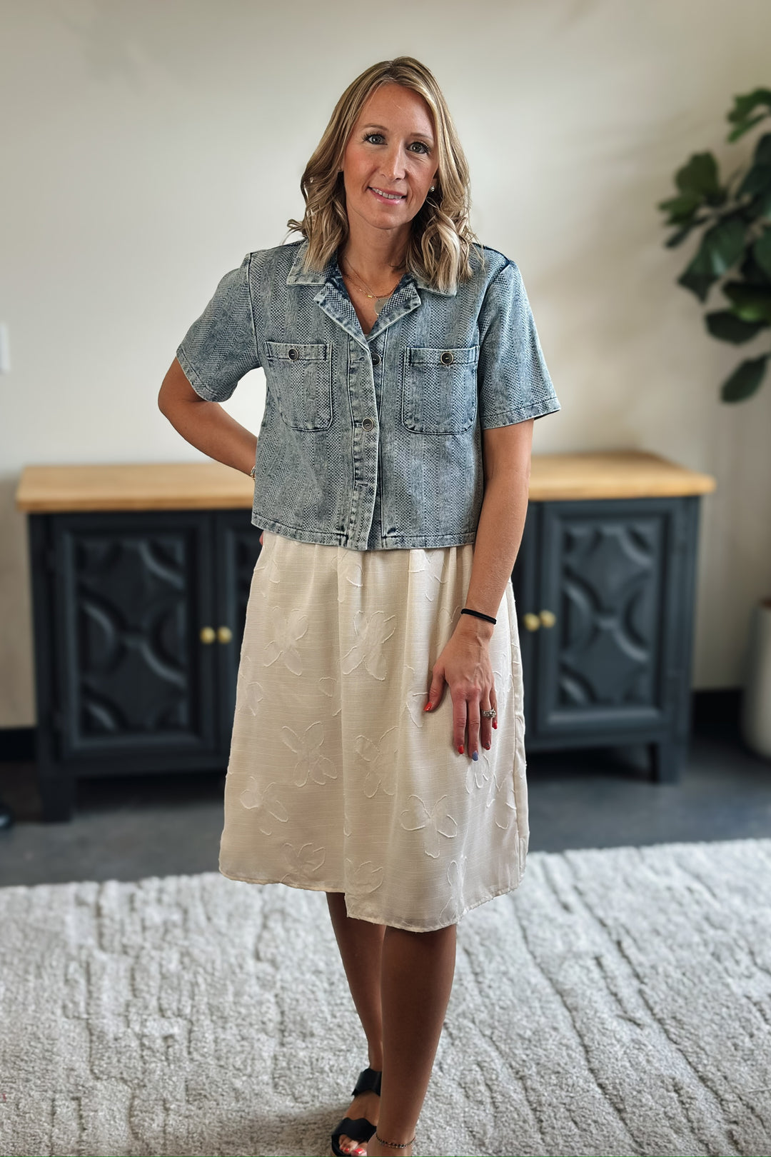 White Textured Midi Dress
