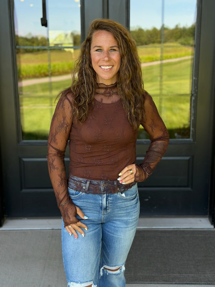 Lace Mock Neck