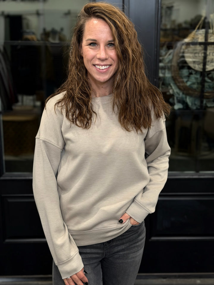 Solid Crew Neck Pullover- Ash Mocha