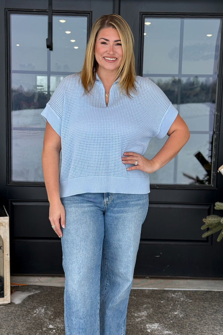 Baby Blue Knit Sweater Tee
