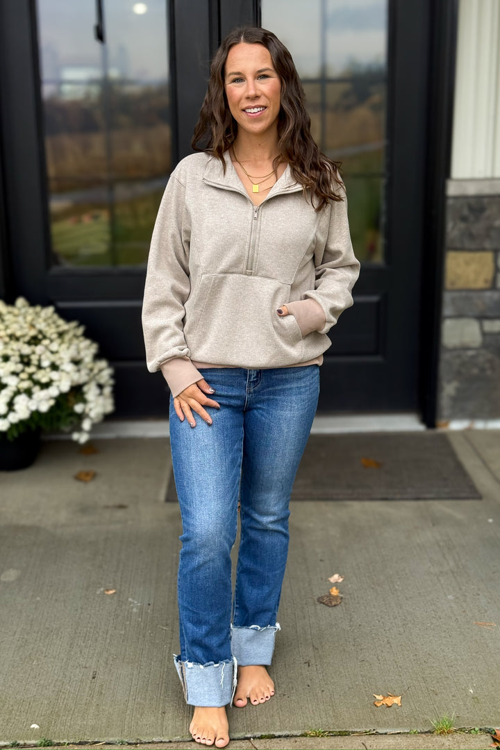Half Zip Pullover- Brown
