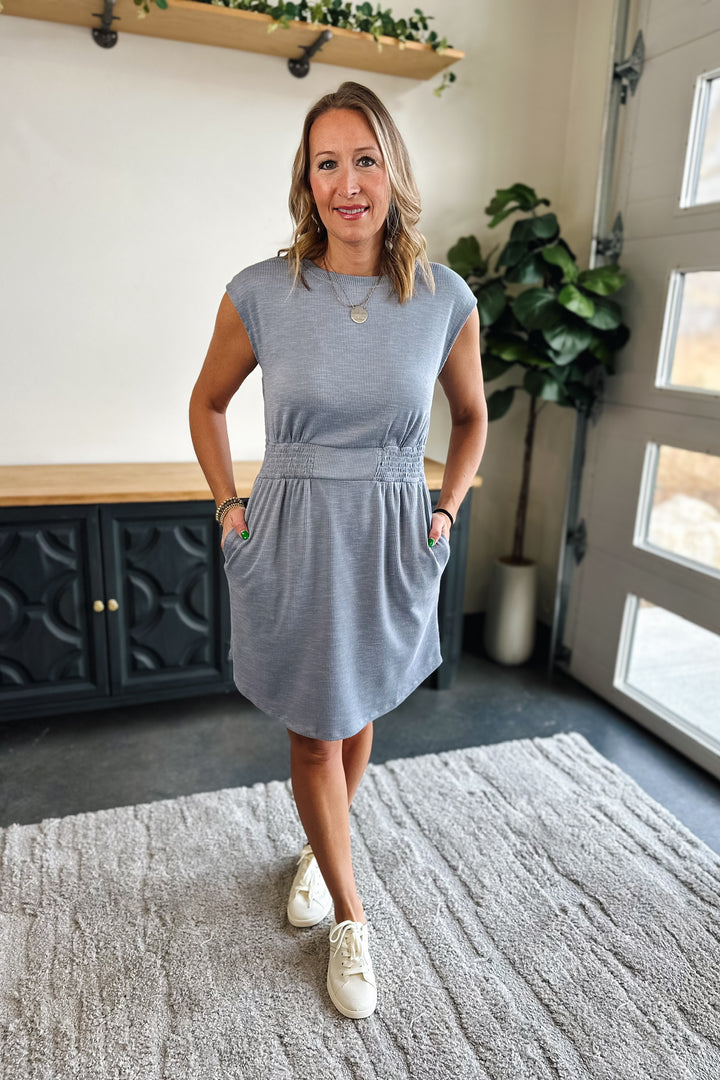 Blue Ribbed Dress