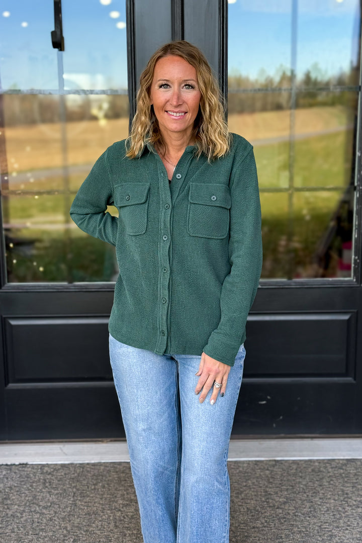 Corduroy Button Up- Green