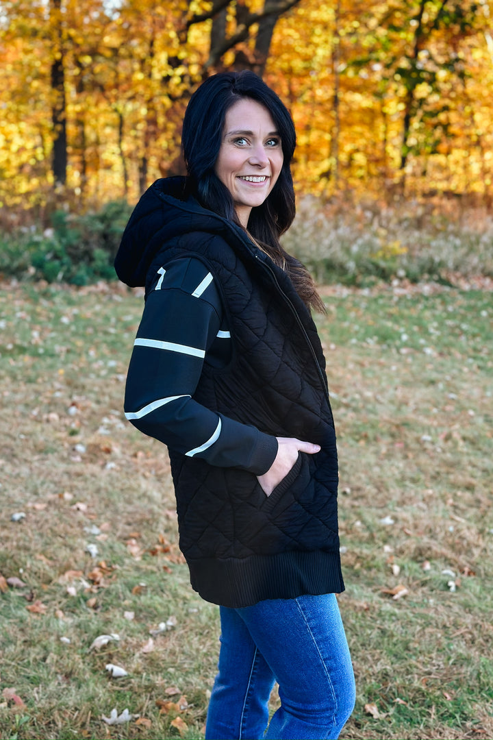 Oversized Quilted Vest with Hood