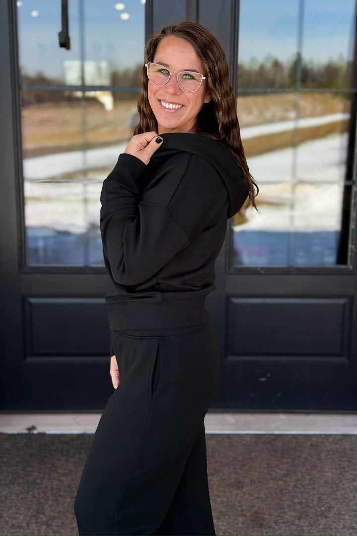 Briella Zip-Up Hoodie- Black