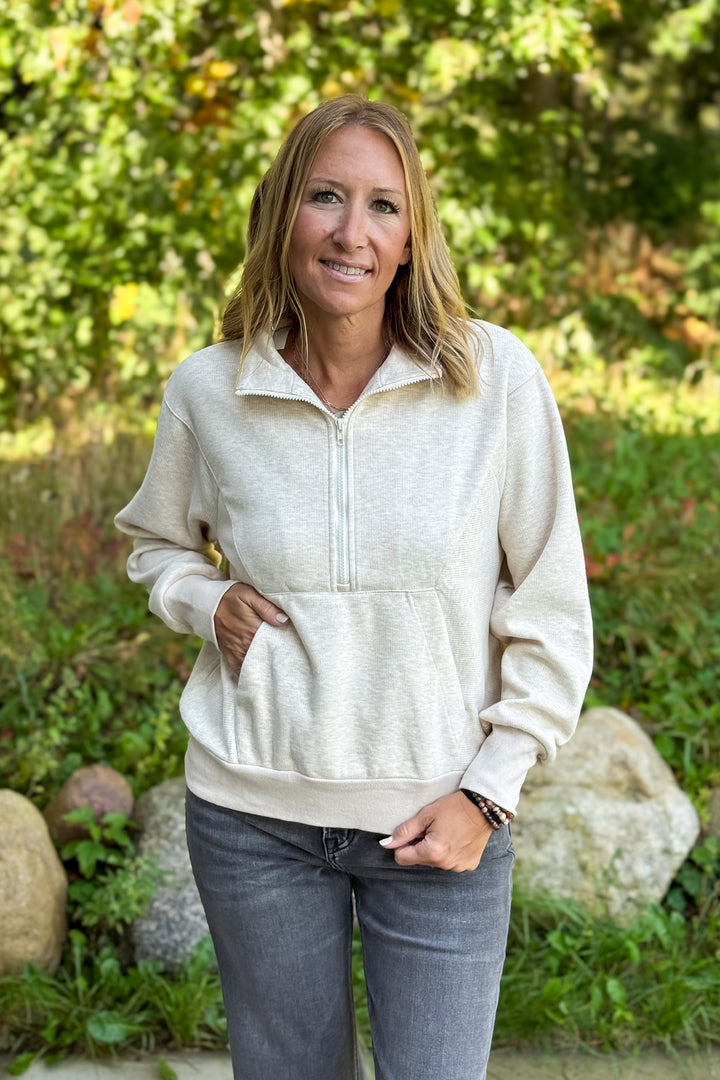 Half Zip Pullover- Taupe