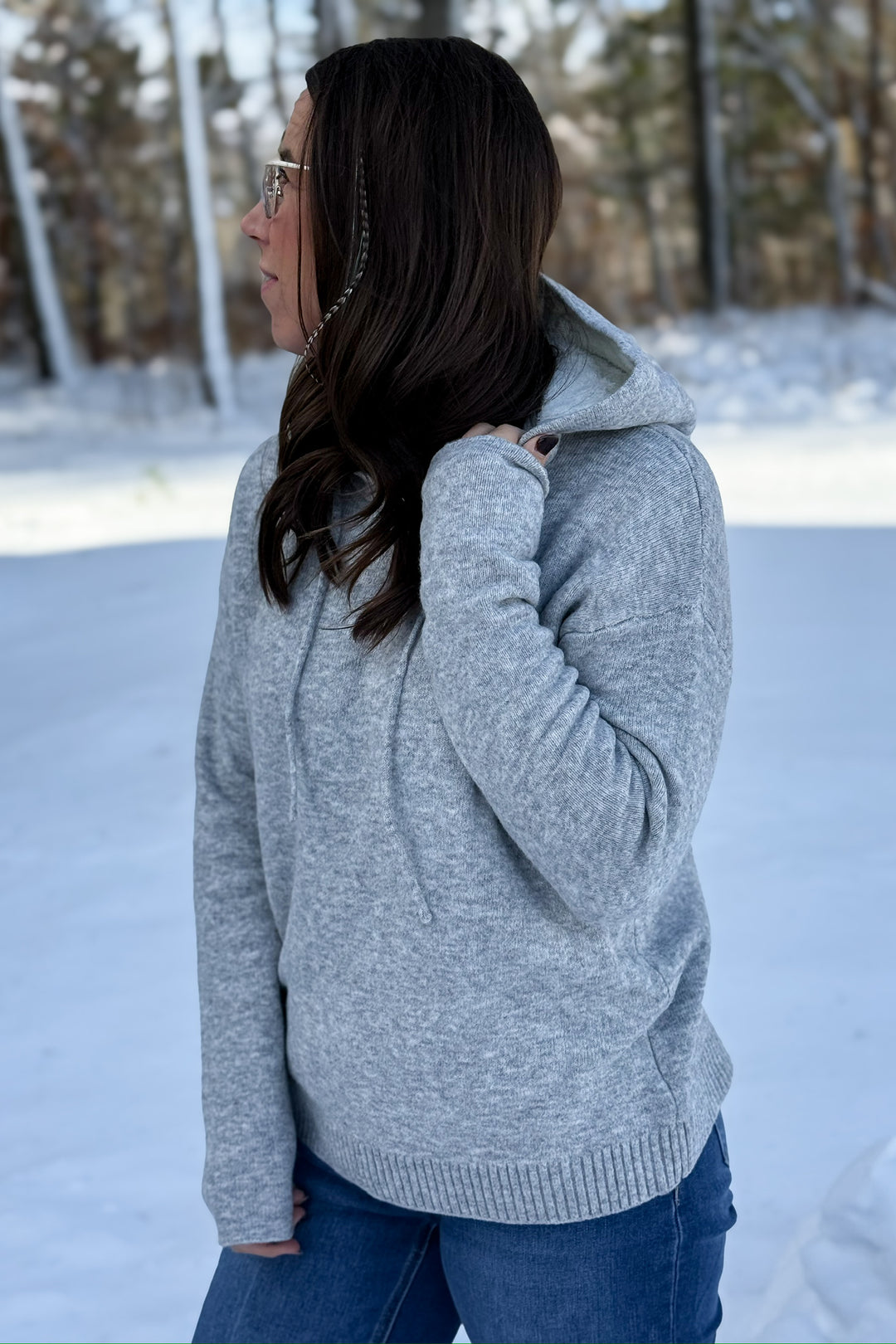 Grey Fleece Hooded Sweater