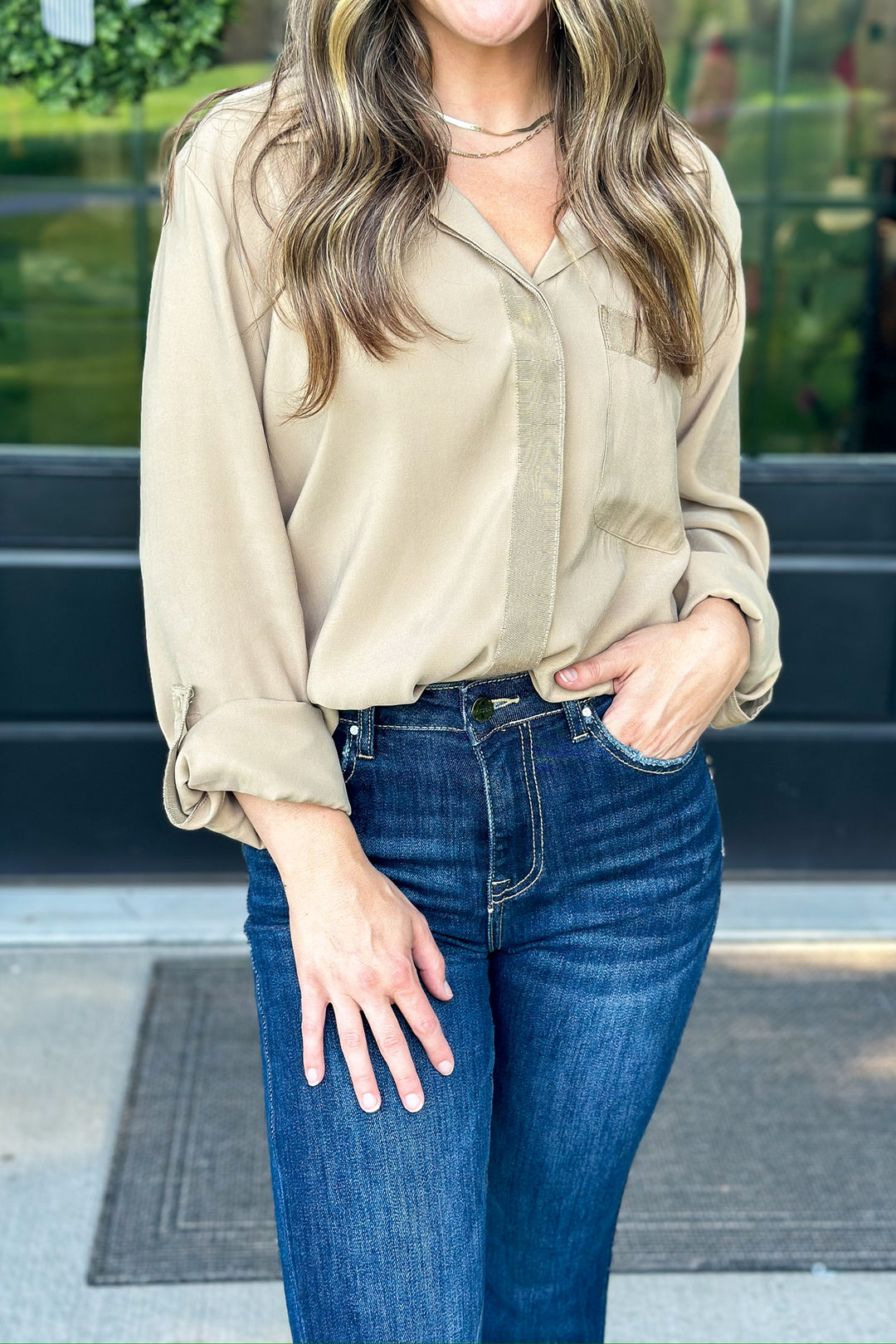 Soft Taupe Button Down