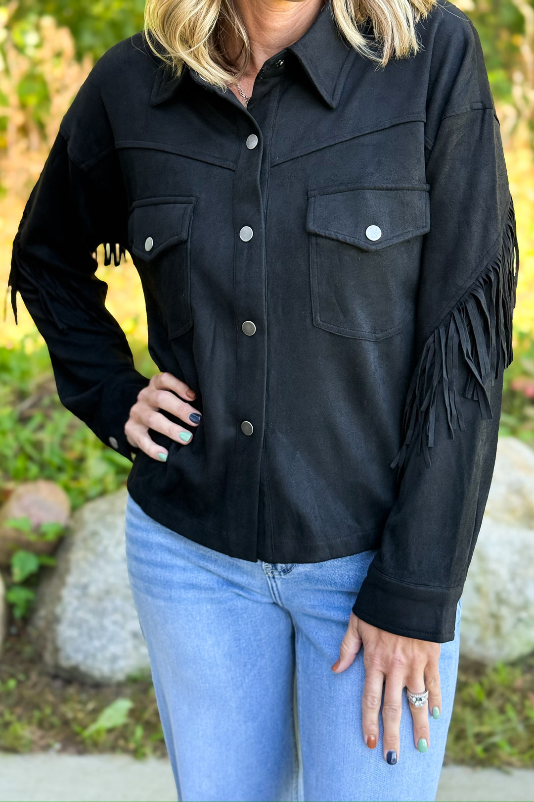 Black Suede Fringe Jacket