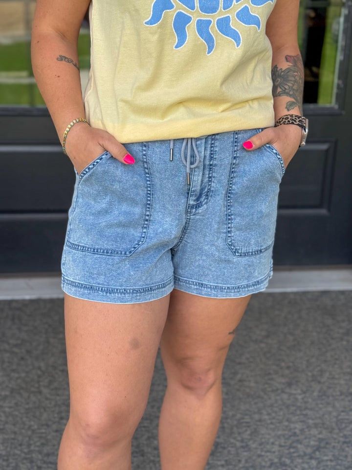 Denim Drawstring Short