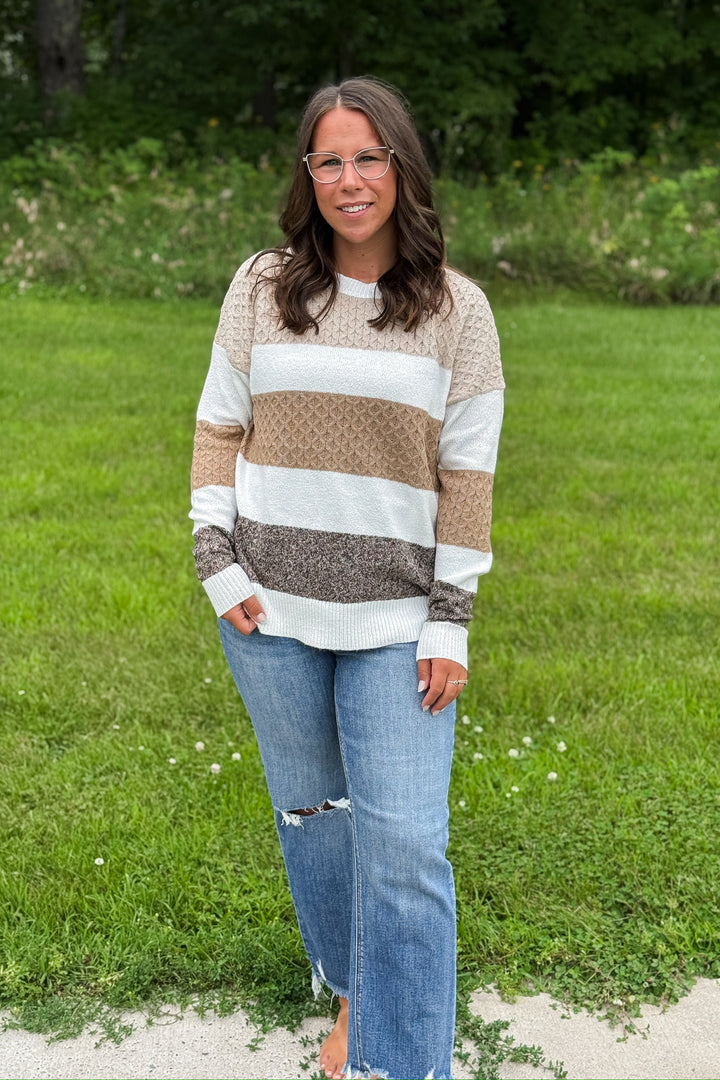 Taupe Striped Sweater