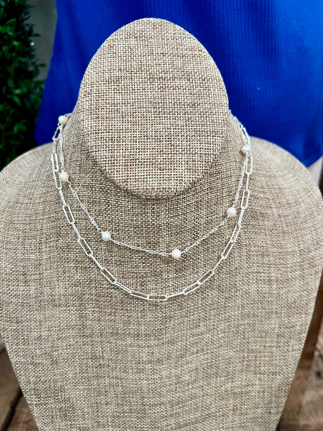 Silver Link Pearl Chain