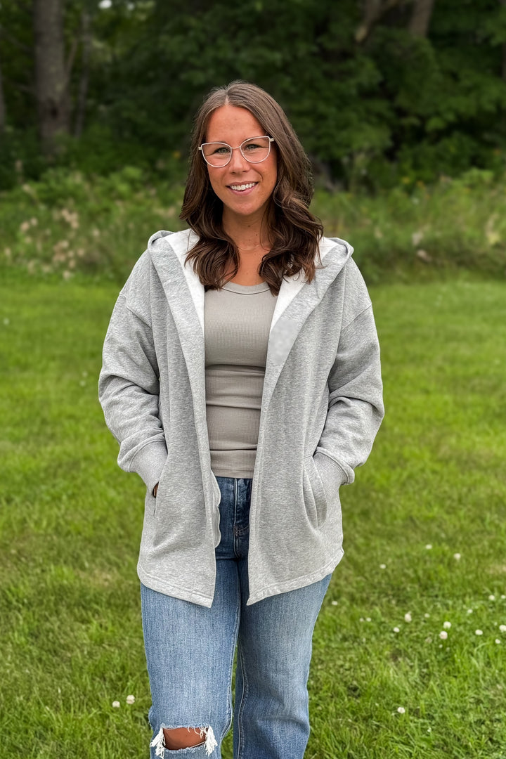 Grey Terry Open Cardigan