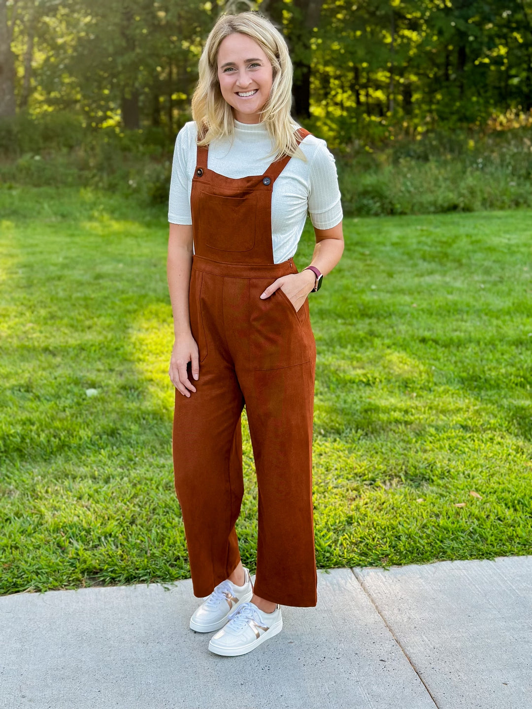 Rust Twill Suede Overalls
