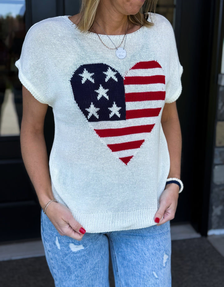 Patriotic Heart Sweater Tee