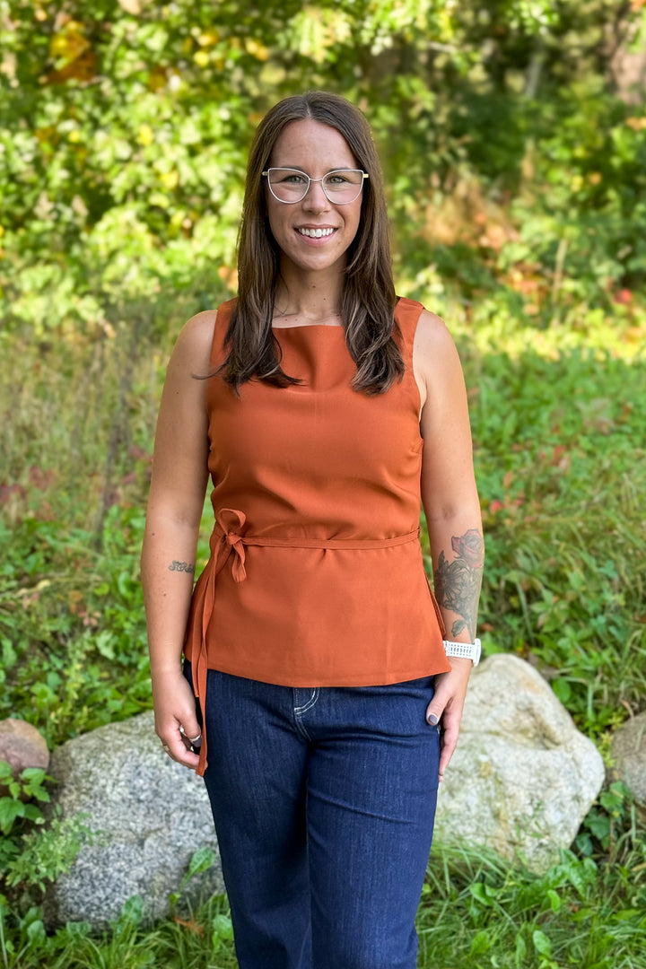 Rust Belted Blouse