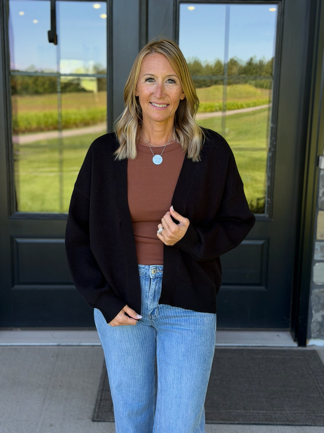 Black Open Cardigan