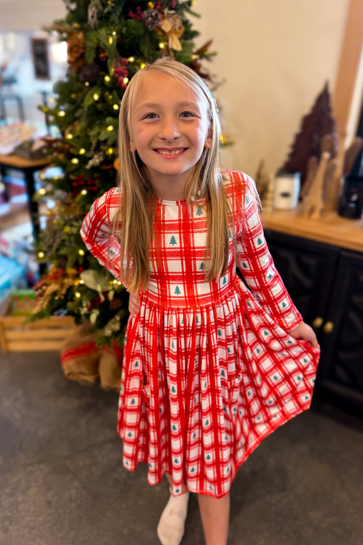 Plaid Tree Twirl Dress