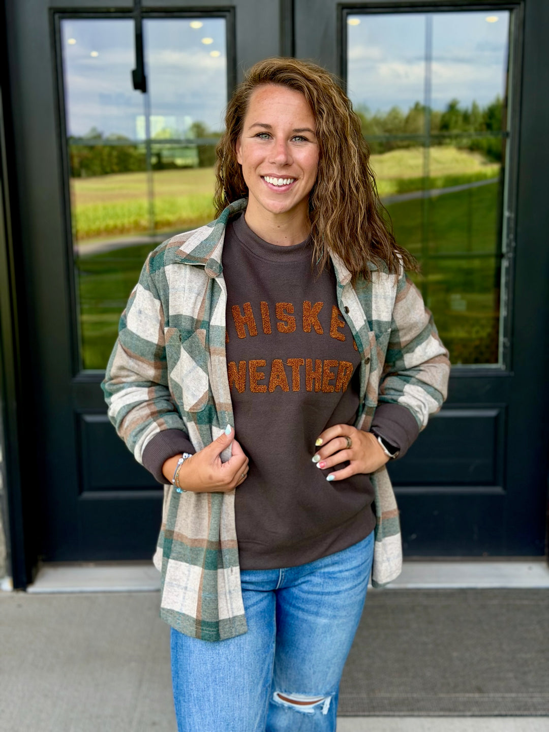Green Plaid Button-Up
