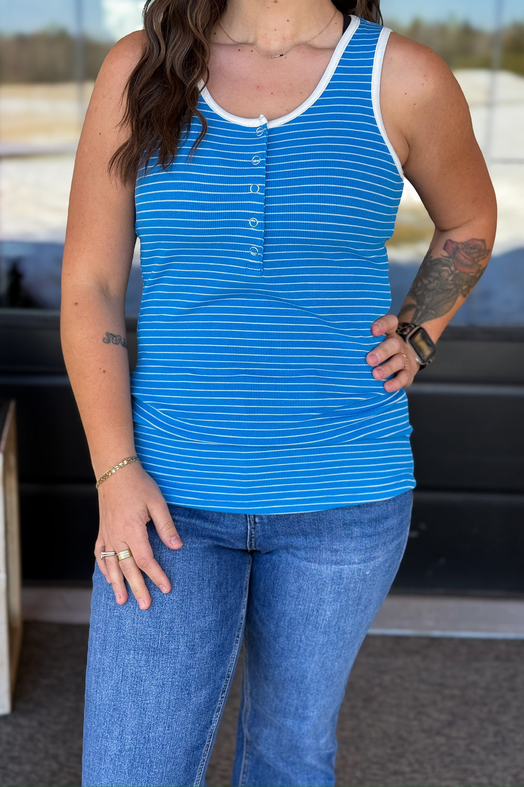 Ocean Blue Stripe Tank