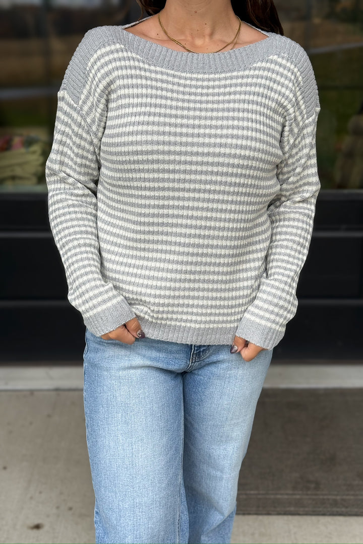 Grey Striped Sweater