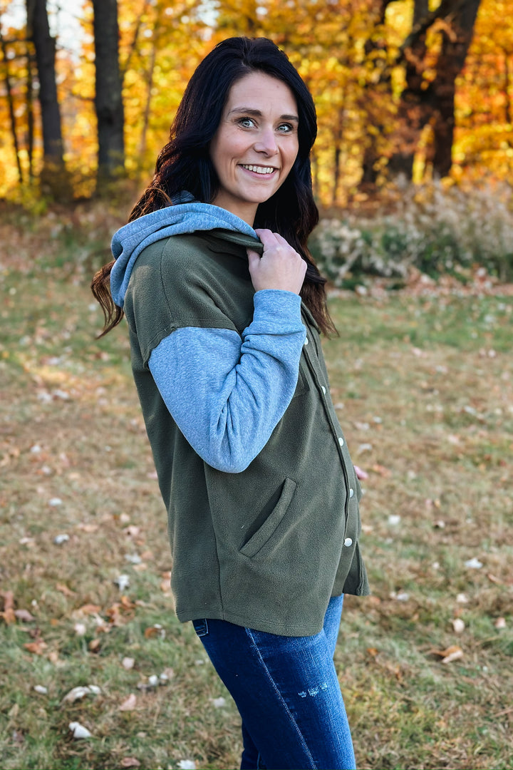 Olive Fleece Shacket