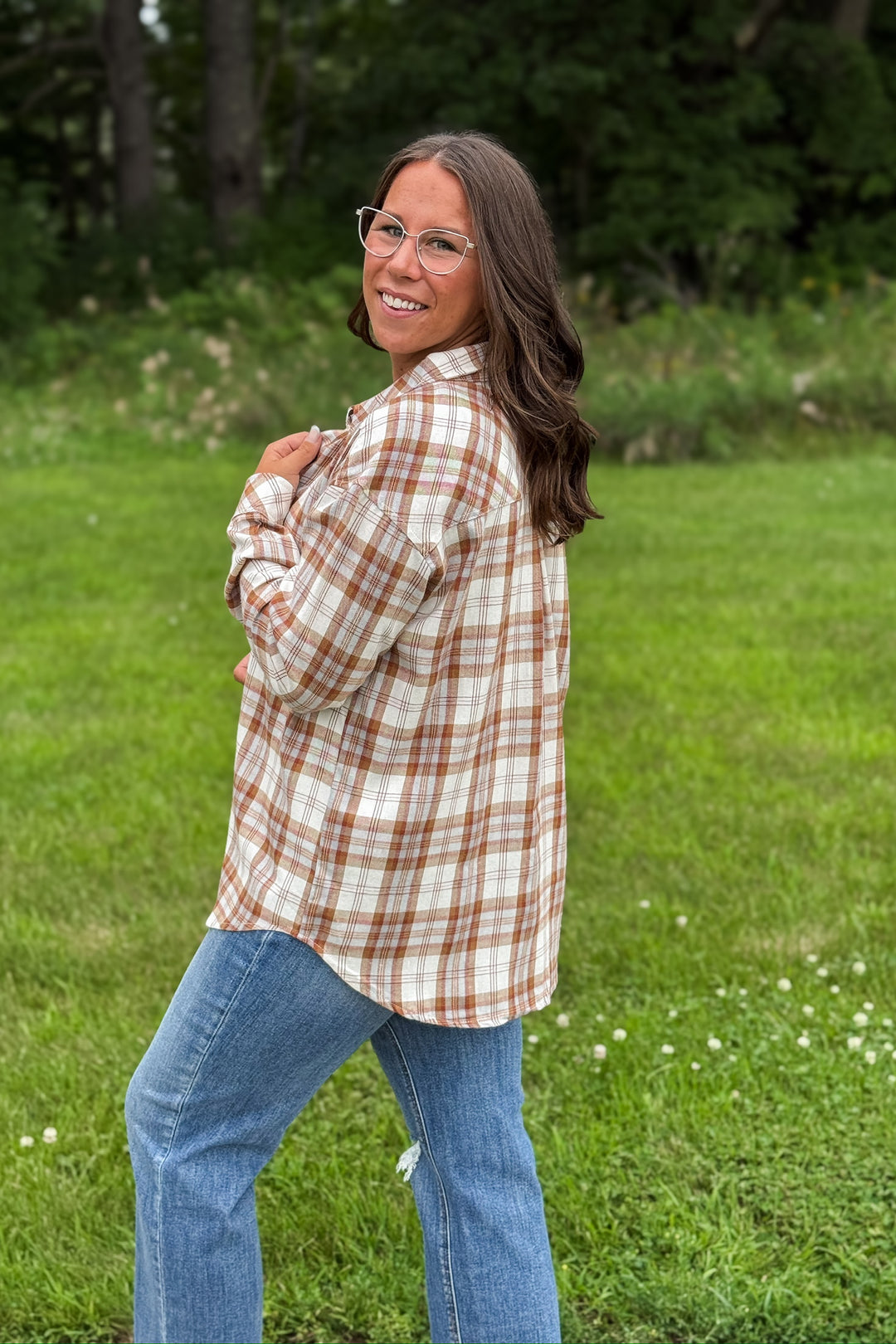 Camel Plaid Button Down
